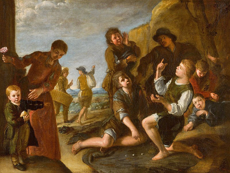 boys playing dice